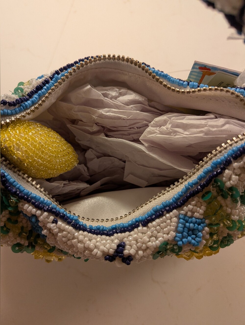 Handcrafted In India Beaded Lemon Mini Bag - Picture 6 of 7